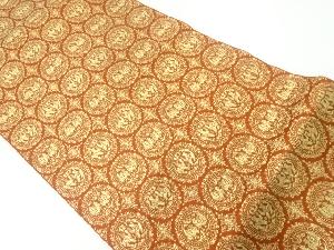 円紋白虎朱雀錦織り出し名古屋帯